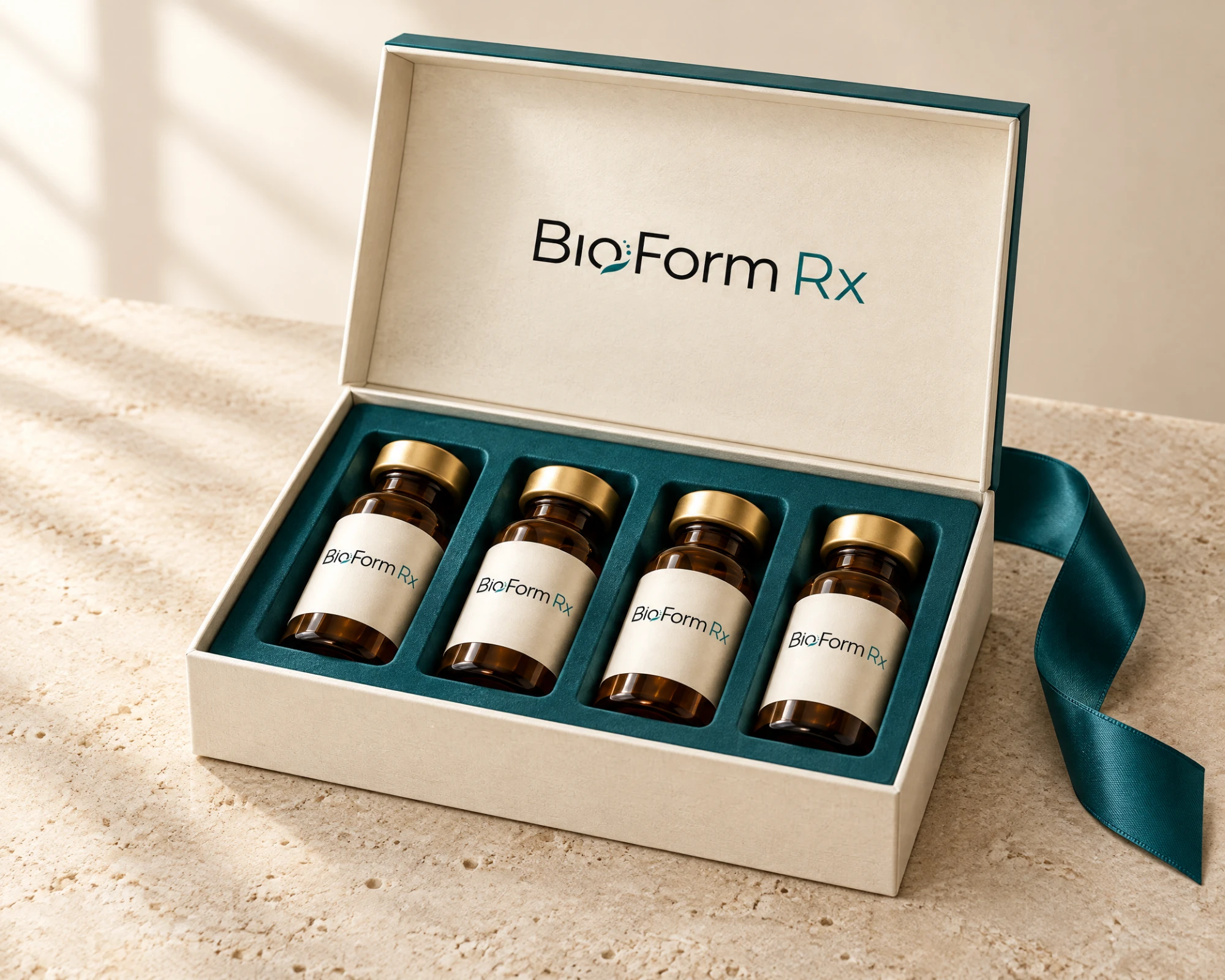 BioForm gift box with four amber medication vials